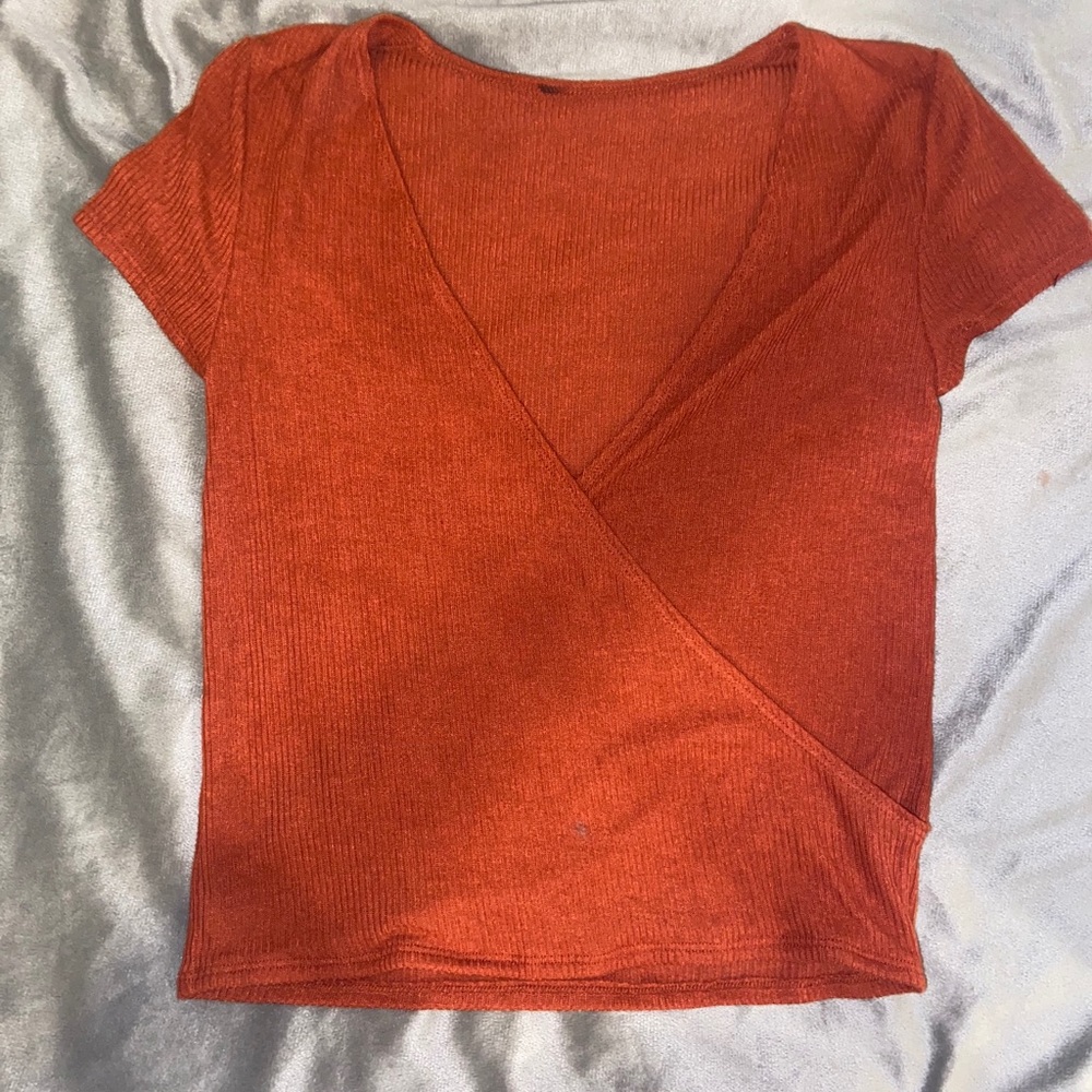 Burnt orange wrap top